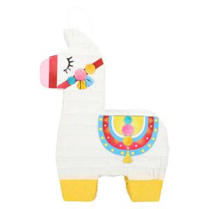 Pinata Lama - wit/roze - papier - 45 x 33 x 8 cm - feestartikelen verjaardag