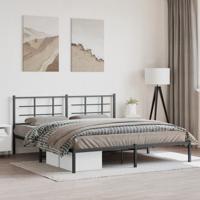 Bedframe met hoofdbord metaal zwart 183x213 cm