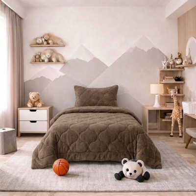 1+1 Gratis Wasbaar Kids Lazy Dekbed Zonder Overtrek - Zonder Overtrek - Teddy - Taupe Bruin - Dekbed-Discounter.nl