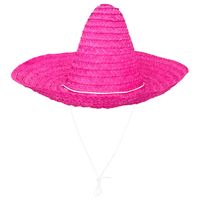 Carnaval verkleed Sombrero hoed Fiesta - roze - volwassenen - polyester - Luxe uitvoering - thumbnail