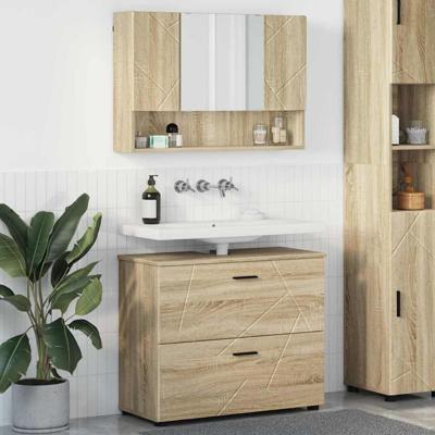 Badkamermeubelset met lade 2 pcs Sonoma eiken 76,5 x 35 x 64 cm