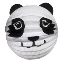 Haza Lampion panda - 20 cm - wit/zwart - papier - Sint maarten/kinderfeestje lampionnen