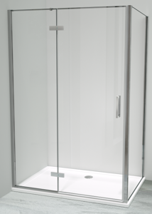 Luca Varess Nona douchecabine met draaideur en 2 vaste zijwanden 90 x 140 cm helder glas glans chroom profiel
