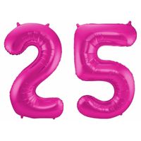 Cijfer ballon 25 jaar roze - thumbnail