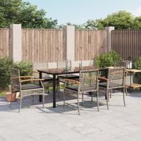 7-delige Tuinset met kussens poly rattan grijs