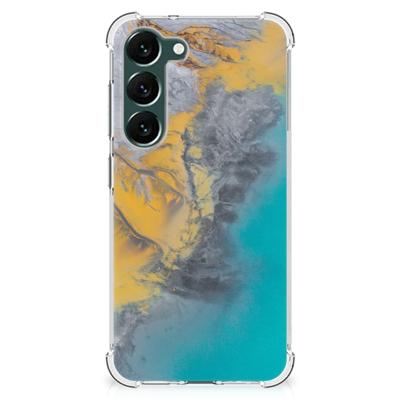 Samsung Galaxy S23 Plus Anti-Shock Hoesje Marble Blue Gold Samsung Galaxy S23 Plus Anti-Shock Hoesje Marble Blue Gold