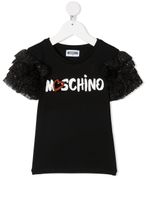 Moschino Kids t-shirt à manches volantées - Noir - thumbnail