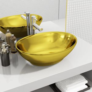 VidaXL Wastafel 40x33x13,5 cm keramiek goudkleurig