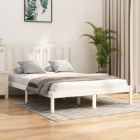 Bedframe massief grenenhout wit 140x190 cm