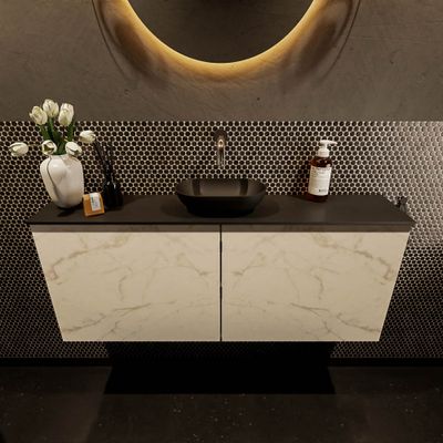 Mondiaz Fowy toiletmeubel 120cm Carrara met blad en waskom urban midden zonder kraangat