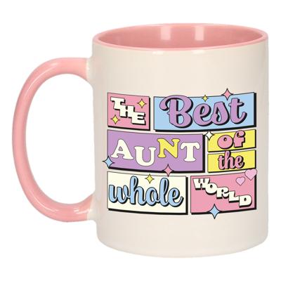 Cadeau koffie/thee mok - de beste tante - van de wereld - roze - 300 ml - keramiek Cadeau koffie/thee mok - de beste tante - van de wereld - roze - 300 ml - keramiek