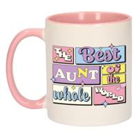 Cadeau koffie/thee mok - de beste tante - van de wereld - roze - 300 ml - keramiek