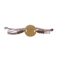 Graveerbare lijntekening mannen armband bruin touw - Stainless steel GOUD - Goud