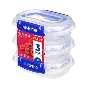 Sistema KLIP IT PLUS - Set van 3 Rechthoekige Voorraaddozen - 180 ml Donkerblauw