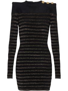 Balmain robe courte à rayures - Noir