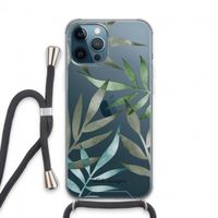 Tropical watercolor leaves: iPhone 13 Pro Max Transparant Hoesje met koord