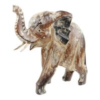 Houten Beeld Olifant Lopend Whitewash (25 x 24 cm) - thumbnail