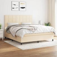Boxspring met matras stof crèmekleurig 160x200 cm