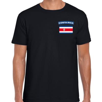 Costa Rica thema t-shirt - met vlag op borst - zwart - voor heren - landen shirt - supporters