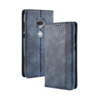 Magnetische gesp retro textuur horizontale Flip lederen case voor Motorola Moto G7 met houder & card slots & portemonnee (blauw)