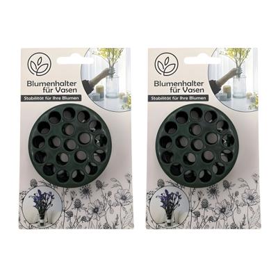 Alma Garden Bloemenschikker voor in vaas - 2x - bloemverdeler - boeketring - groen - vaas raster