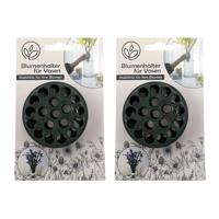 Alma Garden Bloemenschikker voor in vaas - 2x - bloemverdeler - boeketring - groen - vaas raster