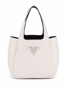 Prada sac à main Flou à plaque logo - Blanc