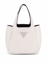 Prada sac à main Flou à plaque logo - Blanc - thumbnail