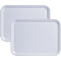 Zeller dienblad rechthoek - 2x stuks - wit - melamine - 44 x 32 cm - Serveerblad