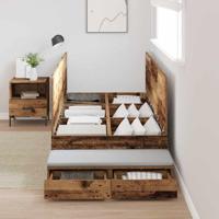 Opbergbedframe Oud hout 236.5 x 90 x 31.5 cm Bewerkt hout