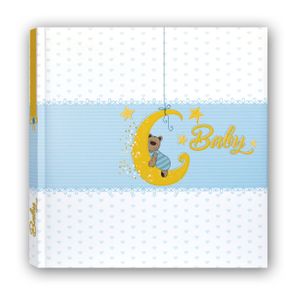 Fotoboek/fotoalbum Mia baby jongetje met 20 paginas blauw 24 x 24 x 2,5 cm