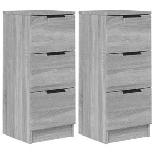 The Living Store Dressoir - - Bijzetkast - 30 x 30 x 70 cm - Ken- Grijs Sonoma eiken - Bewerkt hout