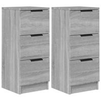 The Living Store Dressoir - - Bijzetkast - 30 x 30 x 70 cm - Ken- Grijs Sonoma eiken - Bewerkt hout