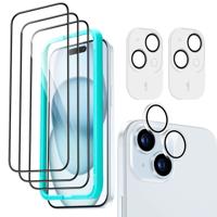 iPhone 15 Plus Tempered-Glass Screen Protector Set - 3 Screen Protectors + 2 Sets of Lens Protectors