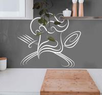 Sticker keuken lepel vork koksmuts - thumbnail
