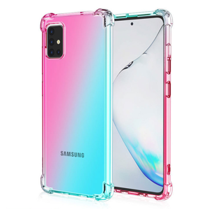 Samsung Galaxy A35 hoesje - Backcover - Extra dun - Tweekleurig - Siliconen - Roze/Turquoise