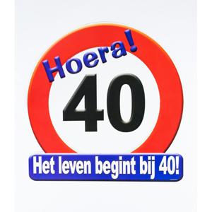 40 jaar verjaardag stopbord - Dia 50 cm - Leeftijd feestartikelen - verkeersbord - Karton