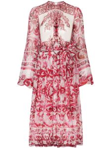 Dolce & Gabbana robe longue en soie à imprimé Majolica - Rouge