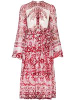 Dolce & Gabbana robe longue en soie à imprimé Majolica - Rouge