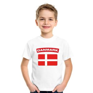 T-shirt met Deense vlag wit kinderen