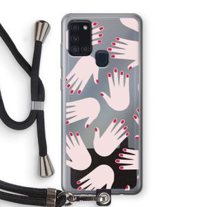Hands pink: Samsung Galaxy A21s Transparant Hoesje met koord