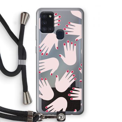 Hands pink: Samsung Galaxy A21s Transparant Hoesje met koord