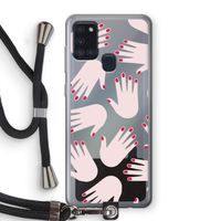 Hands pink: Samsung Galaxy A21s Transparant Hoesje met koord