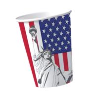 10x stuks USA/Amerika flag thema feest drinkbekers - 200 ml - karton - feestartikelen
