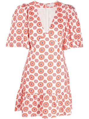 Rhode robe Mariana mi-longue à fleurs - Blanc