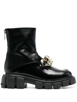 Love Moschino bottes en cuir à détail de chaîne - Noir - thumbnail