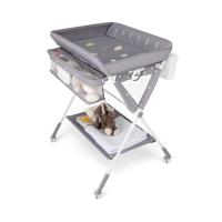 Mobiele Babyverschoontafel Opvouwbare Verschoontafel met 3 Verstelbare Hoogtes Bak Opbergmand Plank Vergrendelbare Wielen Grijs