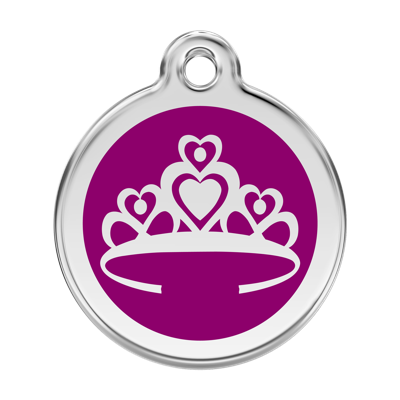 Crown Purple roestvrijstalen hondenpenning large/groot dia. 3,8 cm - Reddingo
