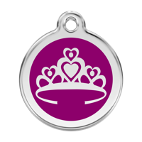 Crown Purple roestvrijstalen hondenpenning large/groot dia. 3,8 cm - Reddingo