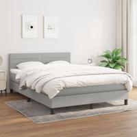 Boxspring met matras stof lichtgrijs 140x190 cm